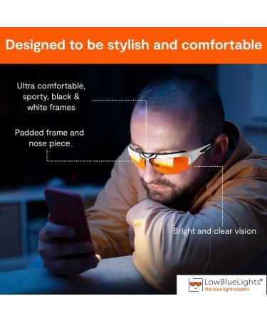 100% Blue Light Blocking Glasses - Amber Wraparound for Sleep Gaming & TV | Unisex White Platinum - Buy Online on GoSupps.com