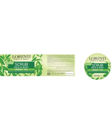 Lorenti Green Tea Scrub 500 ML Face & Body | Jojoba Oil & Vitamin E Anti Celulite Anti Aging Smoother & Moisturizes - Buy Online on GoSupps.com
