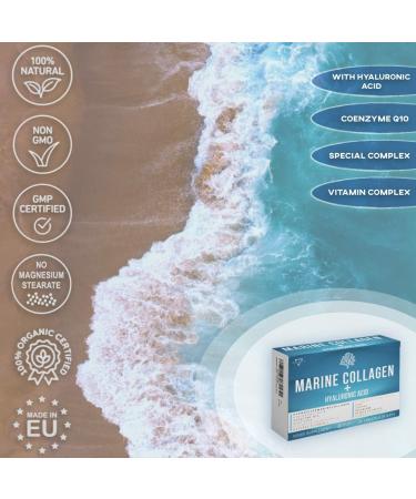 Marine Collagen | Hyaluronic Acid Marine Collagen | Marine Collagen For Skin Joints & Bones | 15 active ingredients including: Coenzyme Q10 Biotin Vitamin C A E B2 Aloe Zinc | 100% Natural - Buy Online on GoSupps.com