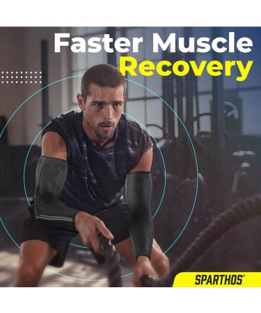 Sparthos Arm Compression Sleeves - Recovery Aid for Active Lifestyle - Breathable Elastic Blend - Midnight Black (Medium) - Buy Online on GoSupps.com
