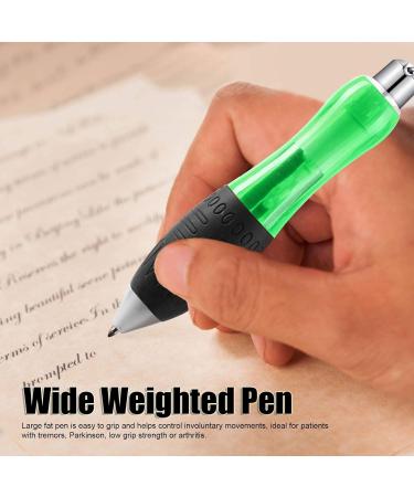 5-Piece Weighted Pens for Hand Tremors | Extra Wide Grip Retractable Fat Pens for Arthritis & Parkinson's - Green - Buy Online on GoSupps.com