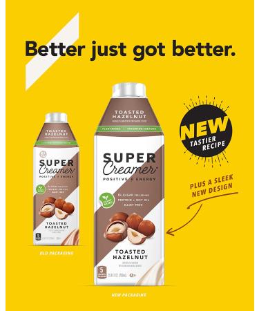 Super Coffee Keto Plant Based Coffee Creamer - 0g Sugar, 1g Protein, 5 Calories - Toasted Hazelnut Flavor - 25.4 Fl Oz (Pack of 3) - Buy Online on GoSupps.com