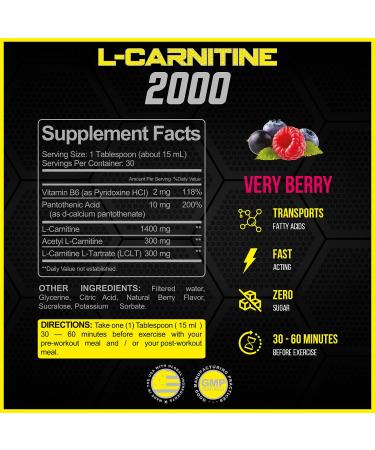 Forzagen L-Carnitine 2000 Liquid with Vitamin B6 - Acetyl L-Carnitine & L-Tartrate - 30 Servings (Very Berry) - Buy Online on GoSupps.com