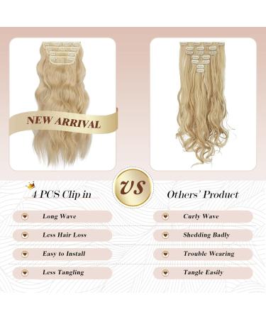Feshfen Clip In Hair Extensions - 50cm Blonde Wavy 4PCs 180g Synthetic Hair for Women - Buy Online on GoSupps.com