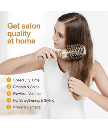Sndyi Round Brush for Blow Drying - Nano Thermal Ceramic & Ionic Technology with Boar Bristles - Professional Styling Barrel Brush for Curling and Straightening (3.3 Inch Barrel) - Buy Online on GoSupps.com