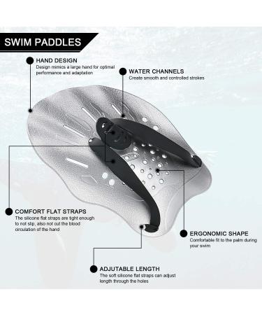 Contour Swim Paddles Hand  Swim Training Hand Paddles with Adjustable Straps  Swimming Hand Paddles for Women and Men grey - Buy Online on GoSupps.com