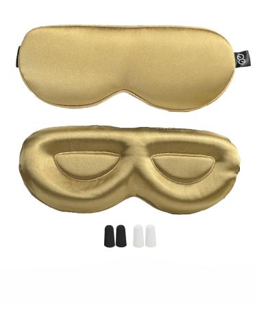 PROMEED 23 Momme Mulberry Silk Sleep Mask - Ultra Soft No-Pressure 3D Contoured Eye Mask with Eye Cups Adjustable Blackout Sleeping Mask for Women & Men (Gold)
