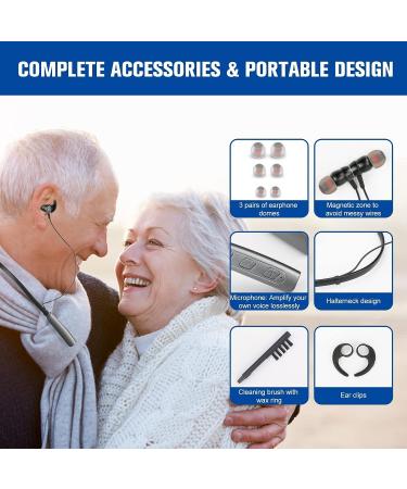 CESLIFF Rechargeable Hearing Aids - Wireless Neckband Amplifier for Seniors & Adults - Noise Canceling, 2 Modes, 5 Volume Control - Silver Grey - Buy Online on GoSupps.com