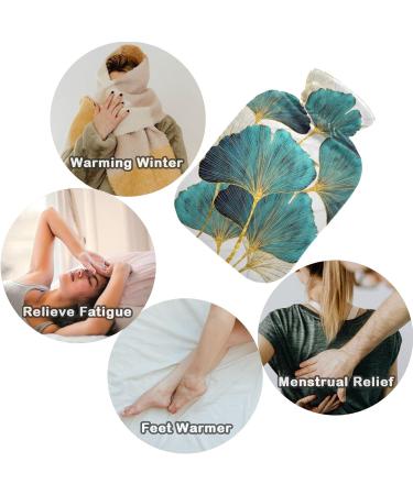 NAANLE Hot Water Bottle with Cover - Ginkgo Leaf Design | 1L Heat Bottle for Back Pain Relief & Cold Therapy | Hand & Foot Warmer - Buy Online on GoSupps.com