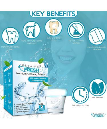 Retainer Cleaning Tablets - 120 Count for 4 Months Supply - Stain-Free & Fresh Brite - Cleaner for Retainer, Mouth Guard, Dentures, Aligners - Buy Online on GoSupps.com