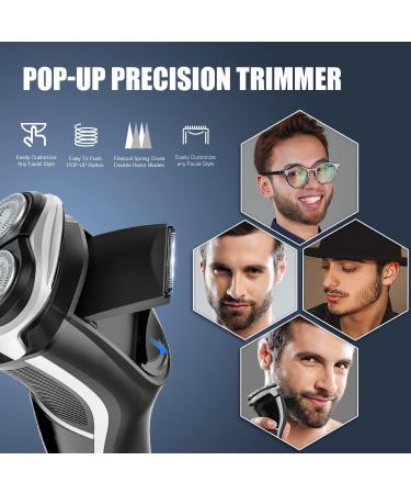 ROAMAN Men's Electric Razor - Rechargeable Corded/Cordless Shaver with Pop-up Trimmer - Wet Dry IPX7 Waterproof - Wall Adapter - Black - Buy Online on GoSupps.com