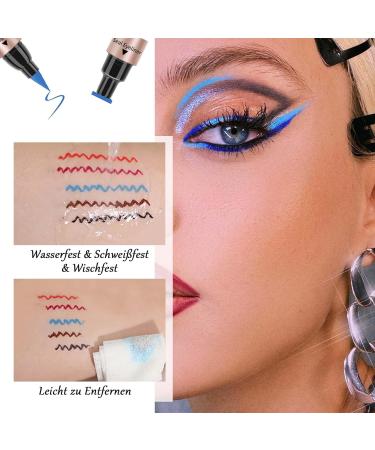 EONFAVE 2in1 Multicolor Matte Liquid Eyeliner Stamp 5 Colors Double Sided Waterproof and Durable Colorful Eyeliner - Buy Online on GoSupps.com