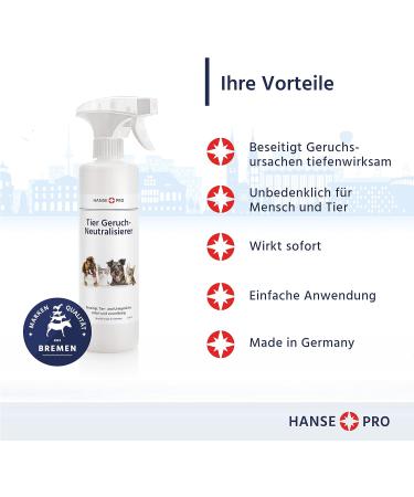 HansePro Animal Odor Neutralizer 500ml | Odor Remover & Stain Eliminator for Cat & Dog Urine | Effective Odor Killer - Buy Online on GoSupps.com