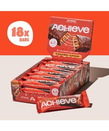 ahead ACHIEVE Keto Chocolate Bars 18x35g | Caramel Cacao Low Carb Sugar Free with MCT-Fats | 100% Natural Keto & Healthy Snacks - 18 Count - Buy Online on GoSupps.com