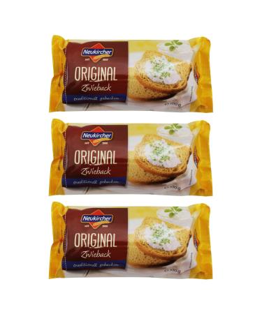 Pack of 3 Original Neukircher Zwieback (3 x 100 g) hearty & crispy easy to digest full-bodied taste