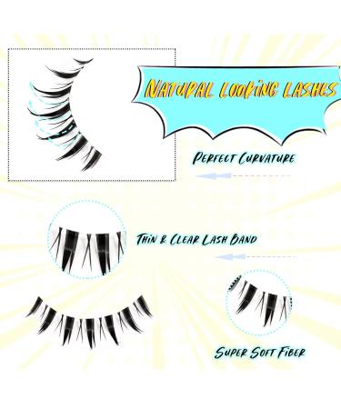 Emeda Anime Eyelashes - 10 Pairs of Japanese Manga False Lashes for Cosplay | Transparent Band EM07 - Buy Online on GoSupps.com