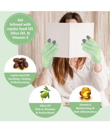 Touchscreen Gloves for Eczema and Dry Hands Overnight- Moisturizing Gloves with Gel Lining Hydrating Cracked Hand Treatment Fuzzy Gloves Touchscreen Sleeping Spa Lotion Glove for Women Green - Buy Online on GoSupps.com