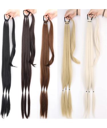 Ponytail Extensions Temperature Fiber Suitable for Women 34 Inch Synthetic Braided Ponytail Hairpieces with Elastic Rubber Band Heat-Resistant High for Women(Color:4) 34inches 4 - Buy Online on GoSupps.com