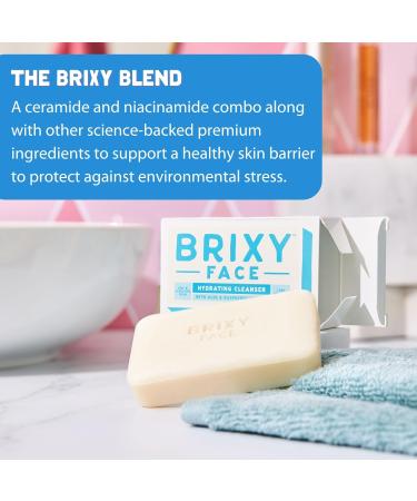 BRIXY Hydrating Facial Cleansing Bar for Dry Skin | Aloe & Raspberry Seed Oil | Ceramide & Niacinamide | Soap-Free & pH Balanced - Buy Online on GoSupps.com