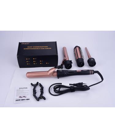 CCKeyin 4-in-1 Curling Iron Set - Multifunctional Ceramic Curling Iron Kit with Attachments for Large & Small Curls - Pink - Buy Online on GoSupps.com