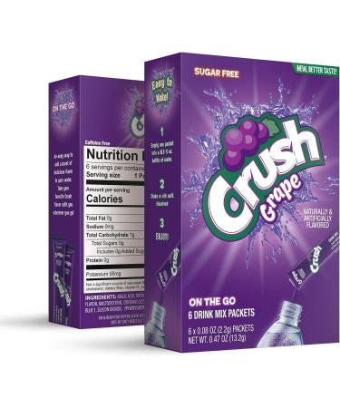 Crush Sugar Free Pinapple Grape & Orange : Low Carb Zero Sugar Drink Mix - 3 boxes of 6 packs - 1 box of Grape Raisin- 1 box of Orange - 1 Box of Pinapple - Ananas - Sugar Free Drink Mix - Keto Drink Mix Zero Guilt! Low Carb Zero Sugar Drink Mix - Comes w - Buy Online on GoSupps.com