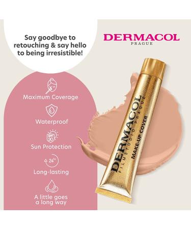 Dermacol Full Coverage Matte Foundation with SPF 30 - Waterproof, Long-Lasting Makeup for Oily Skin, Acne & Under Eye Bags - Shade 210, 30g - Buy Online on GoSupps.com