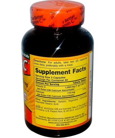 Buy American Health Ester-C 500 mg - 120 Capsules | Immune Support & Antioxidant - Buy Online on GoSupps.com