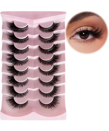 Aussido Eyelashes Cat Eye Lashes Natural Look Wispy Fluffy False Half lashes 8 Pairs - Buy Online on GoSupps.com