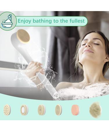 Emooncn 6 in 1 Electric Body Brush Set with Rechargeable Shower Brush - Waterproof Spin Brush Kit for Showering and Exfoliation (White) - Buy Online on GoSupps.com