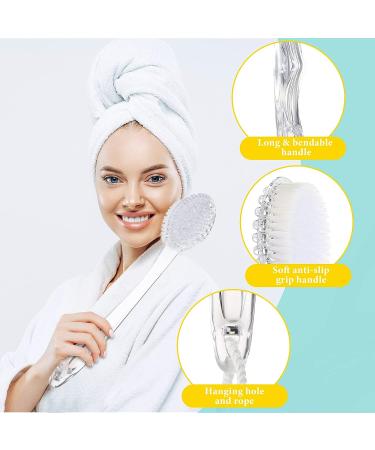 Mixweer 3 Pcs Long Handle Bath Brush 14 Inch Exfoliating Back Scrubber - White - Buy Online on GoSupps.com