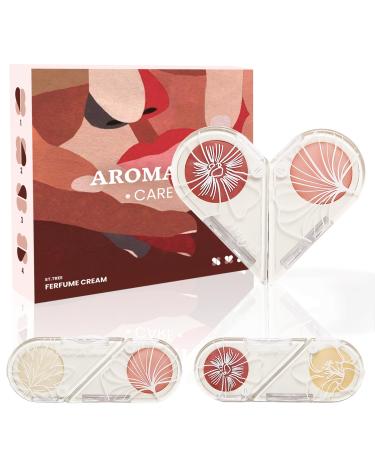 4-in-1 Solid Perfume for Women Changeable Shape Pheromone-Infused Balm Cologne in Travel Size with 4 Unique Scents Wedgwood Ros