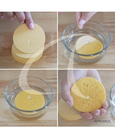 APPEARUS Compressed Natural Cellulose Face Sponge - Professional Spa Sponges for Face Cleansing, Massage, Exfoliating, and Makeup Removal | Made in USA (Yellow) - Buy Online on GoSupps.com
