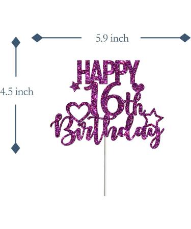 Tenhaisi Glitter Purple Happy 16th Birthday Cake Topper Funny 16th Birthday Cake Topper - Happy Sweet 16 Cake Picks for Girl - Cheers to 16 Years Birthday/Wedding Anniversary Party Supplies - Buy Online on GoSupps.com