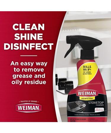 Weiman 22oz Disinfecting Stovetop & Stainless Steel Cleaner - Daily Kitchen Appliance Cleaning Kit - Buy Online on GoSupps.com