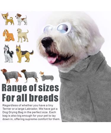 Dolahovy Dog Bathrobe Towel - Super Absorbent Microfiber Drying Coat for Small Medium & Large Dogs - Quick Dry Robe in Gray - Buy Online on GoSupps.com