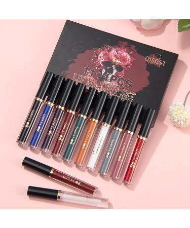 12pcs Matte Liquid Lipstick with Lip Plumper Makeup Sets - Halloween Cosplay Lip Gloss Set - Buy Online on GoSupps.com