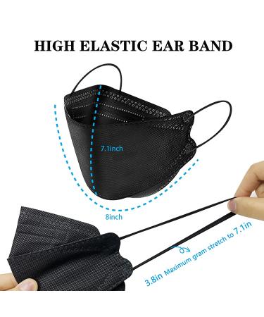 MC-A 55 Pack KF94 Black Face Masks - 4 Ply Disposable Individually Packaged Fish Mouth Type for Adults - Buy Online on GoSupps.com