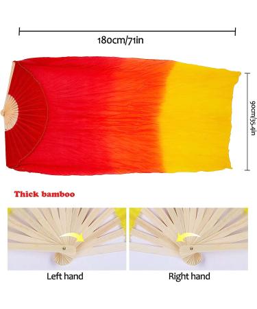 Women Belly Dance Silk Fan Veils - Gradual Orange - 1 Pair - Buy Online on GoSupps.com