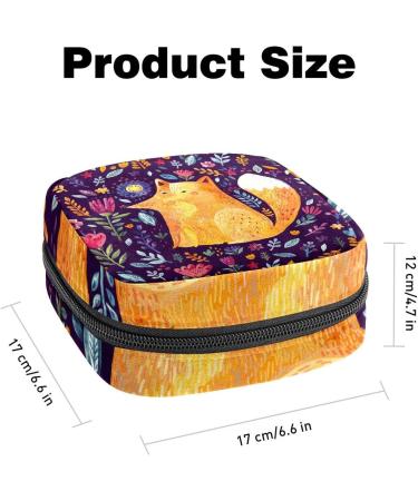 Watercolor Fox Sanitary Napkin Storage Bag - Portable Menstrual Cup Pouch for Women - Multi-colored Design - 1Pc - Buy Online on GoSupps.com