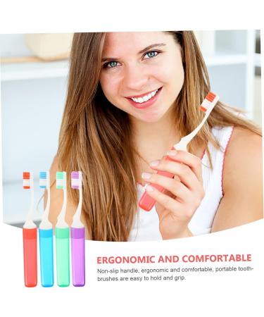 Frcolor 4-Piece Travel Toothbrush Set | Compact & Comfortable Toothbrushes for Travel | Essential Travel Accessories - Buy Online on GoSupps.com