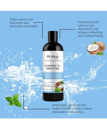  Orgrul Whitening Oil Mouthwash Natural Coconut Oil with Tongue Scraper Coconut Teething Oil and Peppermint Oil Mouthwash for Breath - Buy Online on GoSupps.com