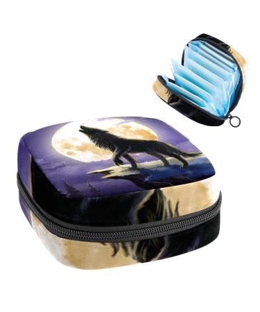Women bands storage pockets of still pad holes howling wolves during the night. Servant period kit pocket feminine product bag for women girls color4
