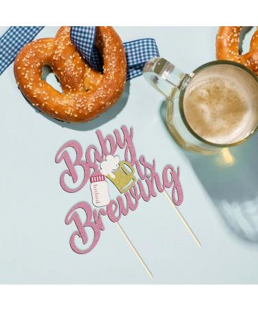 1 Pack Glitter Baby is Brewing Cake Topper for Beer Themed Baby Shower Decoration Beer Baby Gender Reveal Decoration (Pink baby) - Buy Online on GoSupps.com