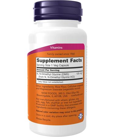 Now Foods DMG 125 mg - 100 Veg Capsules | Optimal Immune Support & Energy Boost - Buy Online on GoSupps.com