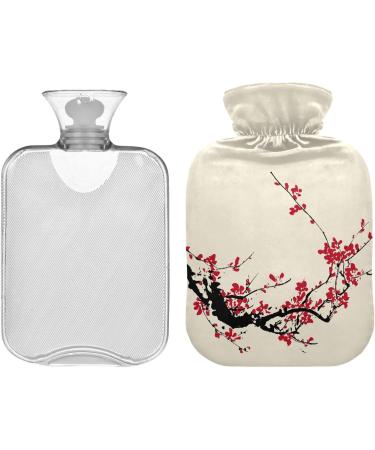 Naanle Retro Japanese Cherry Blossom Hot Water Bottle - 2L Transparent Heat Bottle for Pain Relief & Therapy - Buy Online on GoSupps.com