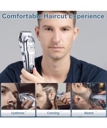 KIKIDO Hair Clippers Professional Cordless for Men Trimmer Beard Kits Men's Grooming Set with LCD Display Electric Shavers Razor for Barber Grooming Family Home (Sliver-3) - Buy Online on GoSupps.com