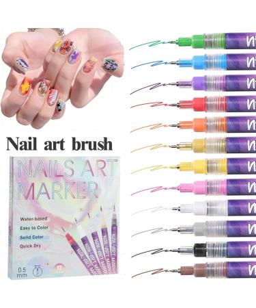 12-Color Nail Art Pen Set DIY Nail Art Design Pens Quick-Drying Smudge-Proof Lining Gel Nail Artist Markers Waterproof Nails - Buy Online on GoSupps.com