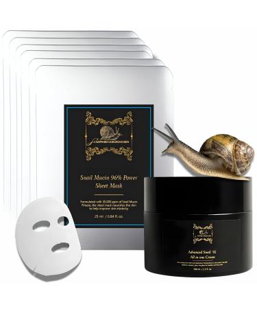 SC Sapphire Snail Mucin Skin Repair Kit - 96% Moisturizing Mask Sheets & 92% Repair Cream | 90-Day Treatment for Dry Skin Dark Spots & Fine Lines - International Shipping Available - Buy Online on GoSupps.com
