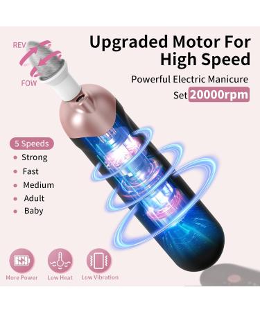 Professional Manicure Pedicure Kit - Cordless Electric Nail File Set for Home & Salon | 5 Speeds Rechargeable Foot Care Tools for All | Ideal for Men Women Babies & Pets - Buy Online on GoSupps.com