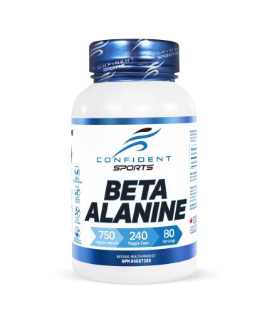 CONFIDENT SPORTS - Beta Alanine - 100% Pure Beta-Alanine - Push Harder Lift Heavier and Break Your Limit with Our Pre Workout - Maximum Strength + Absorption - 240 Count - 80 Servings 240 count (Pack of 1)